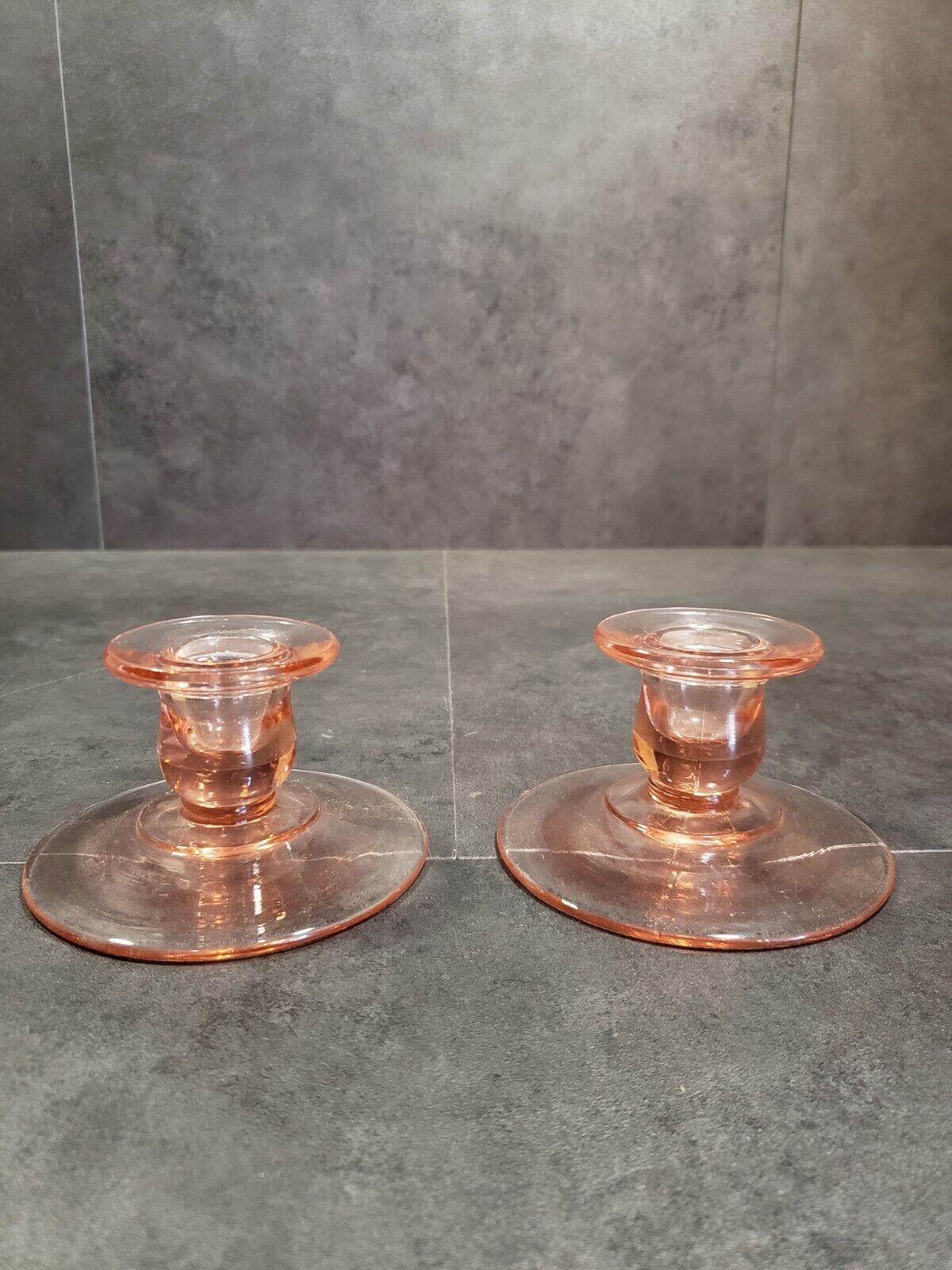 Pair of Pink Federal Depression Glass Candle Holders