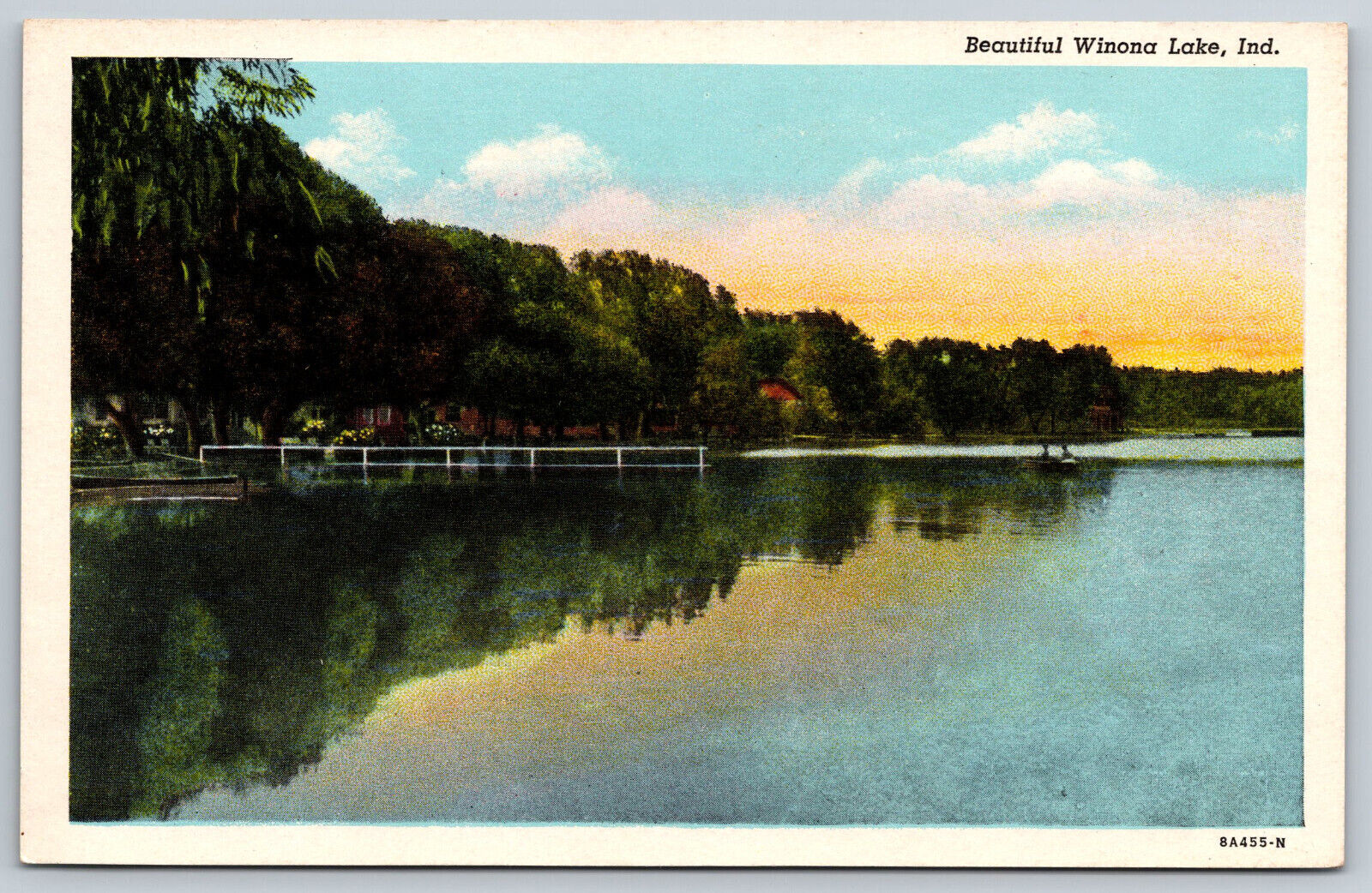 Postcard Beautiful Winona Lake, IN G15