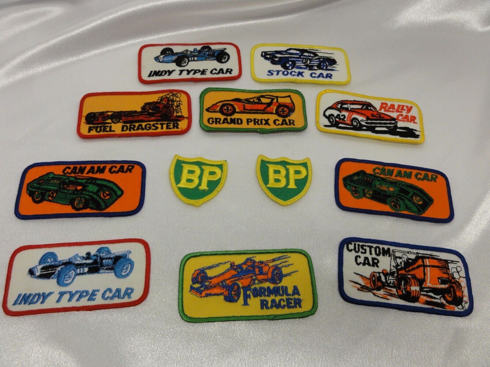 12 Original 1960s 1970s BP Racing Emblem Set Sew On Patches Indy Can Am Stock #A