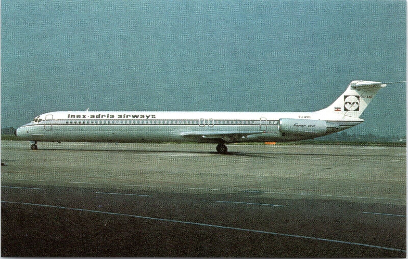 Inex Adria Airline, Super 80 - Chrome Postcard - DC-9 Plane