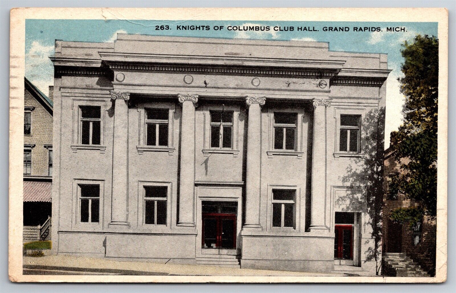 Knights Of Columbus Club Hall Grand Rapids MI C1919 WB Postcard N18