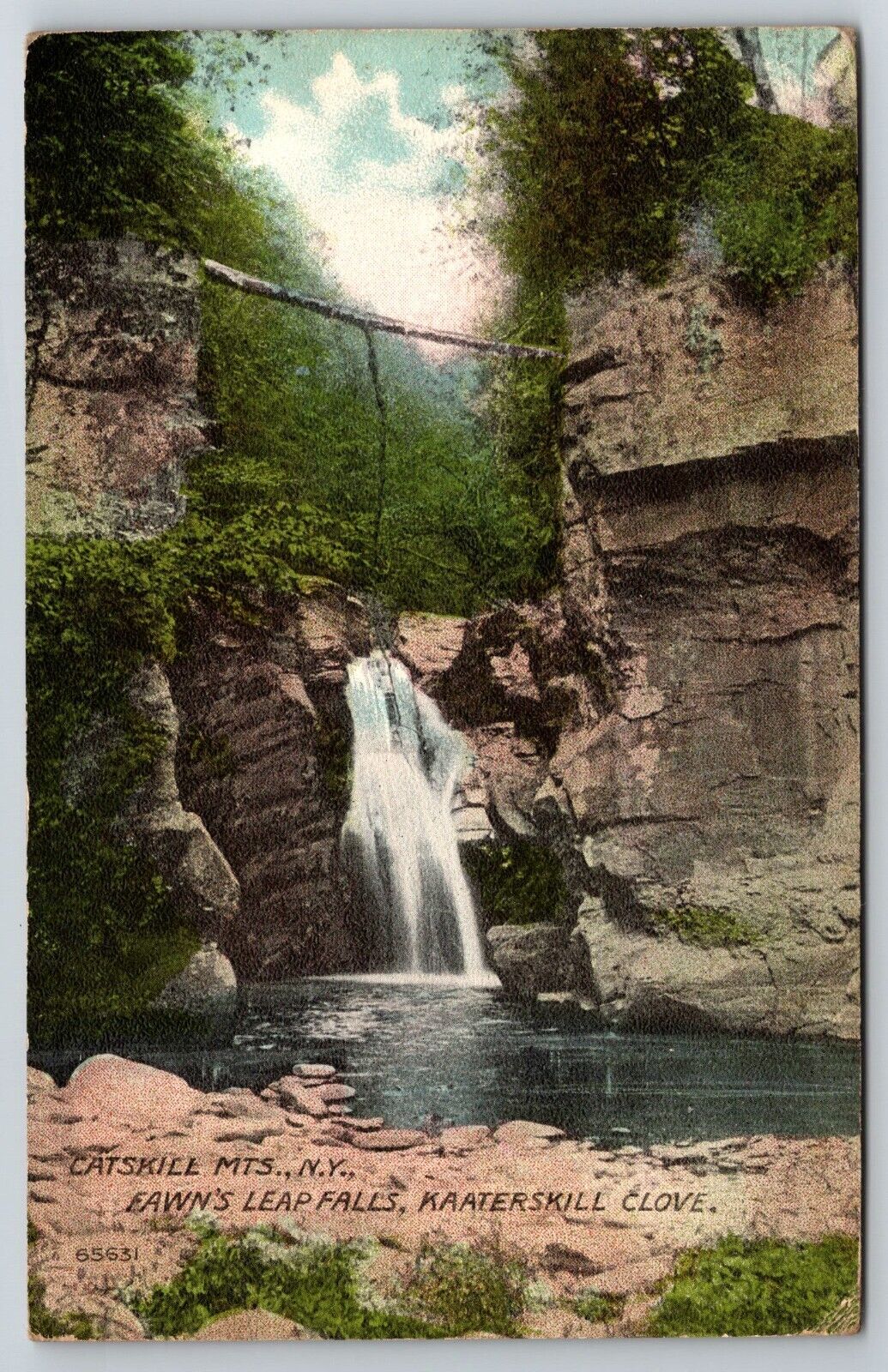 Catskill Mountains, Fawns Leap waterfall c1910s Postcard S2361