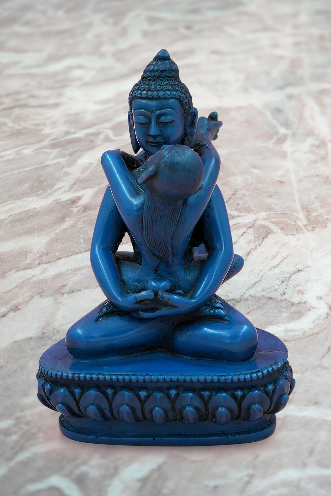 Lapis lazuli tone Buddha Shakti Yab Yum Resin Statue 5