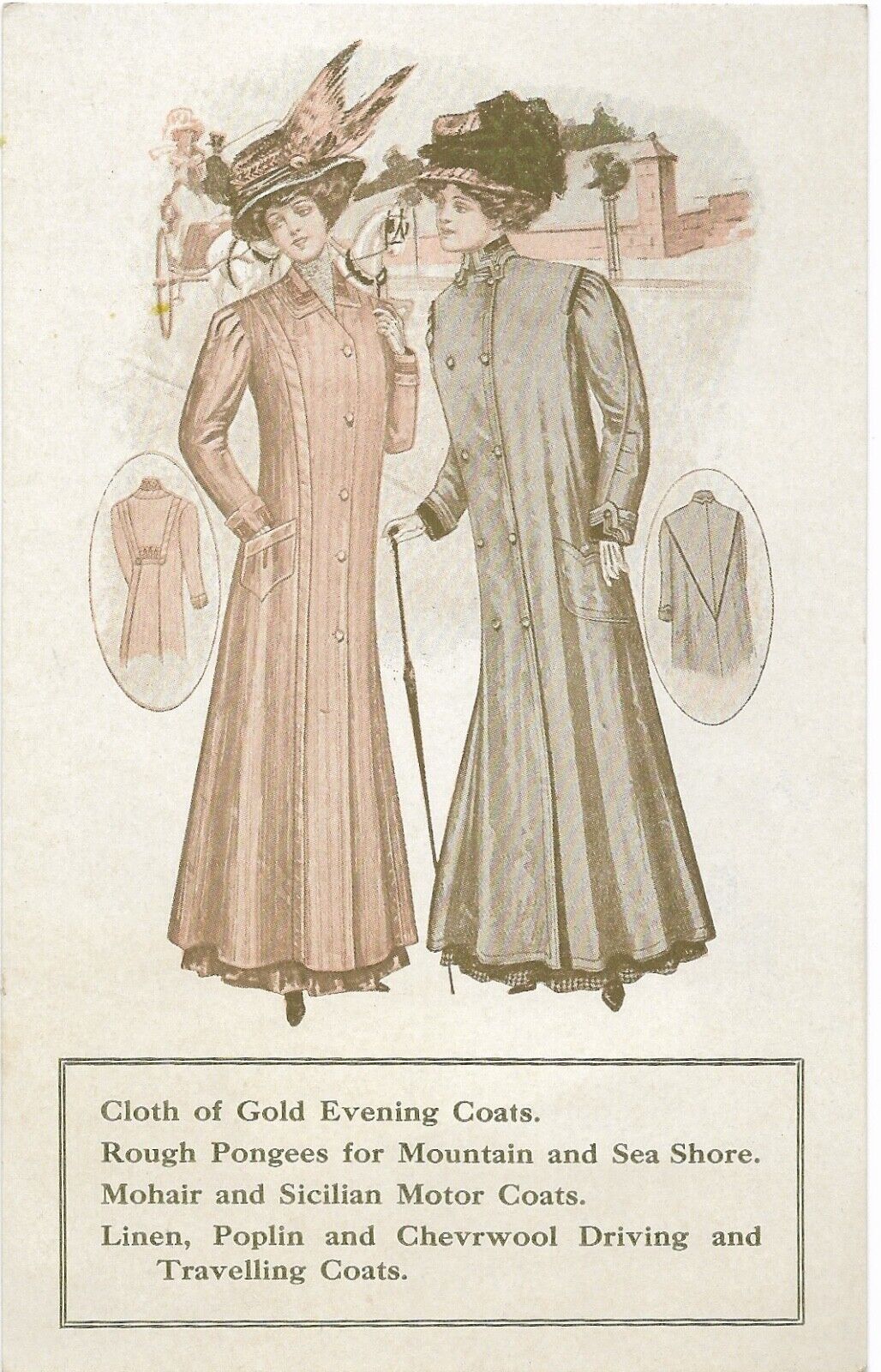 Vintage c.1900\'s P.F. Bonney\'s Sons Boston MA Women\'s Evening Coats Ad Postcard 