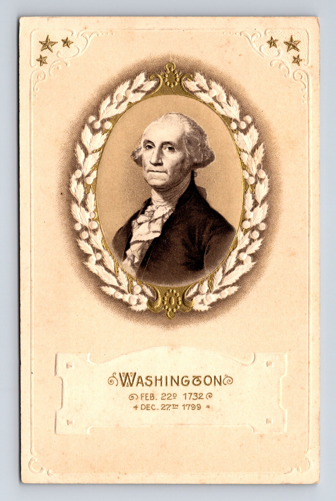 WINSCH Embossed Gold Accent Cameo Portrait George Washington Patriotic Postcard