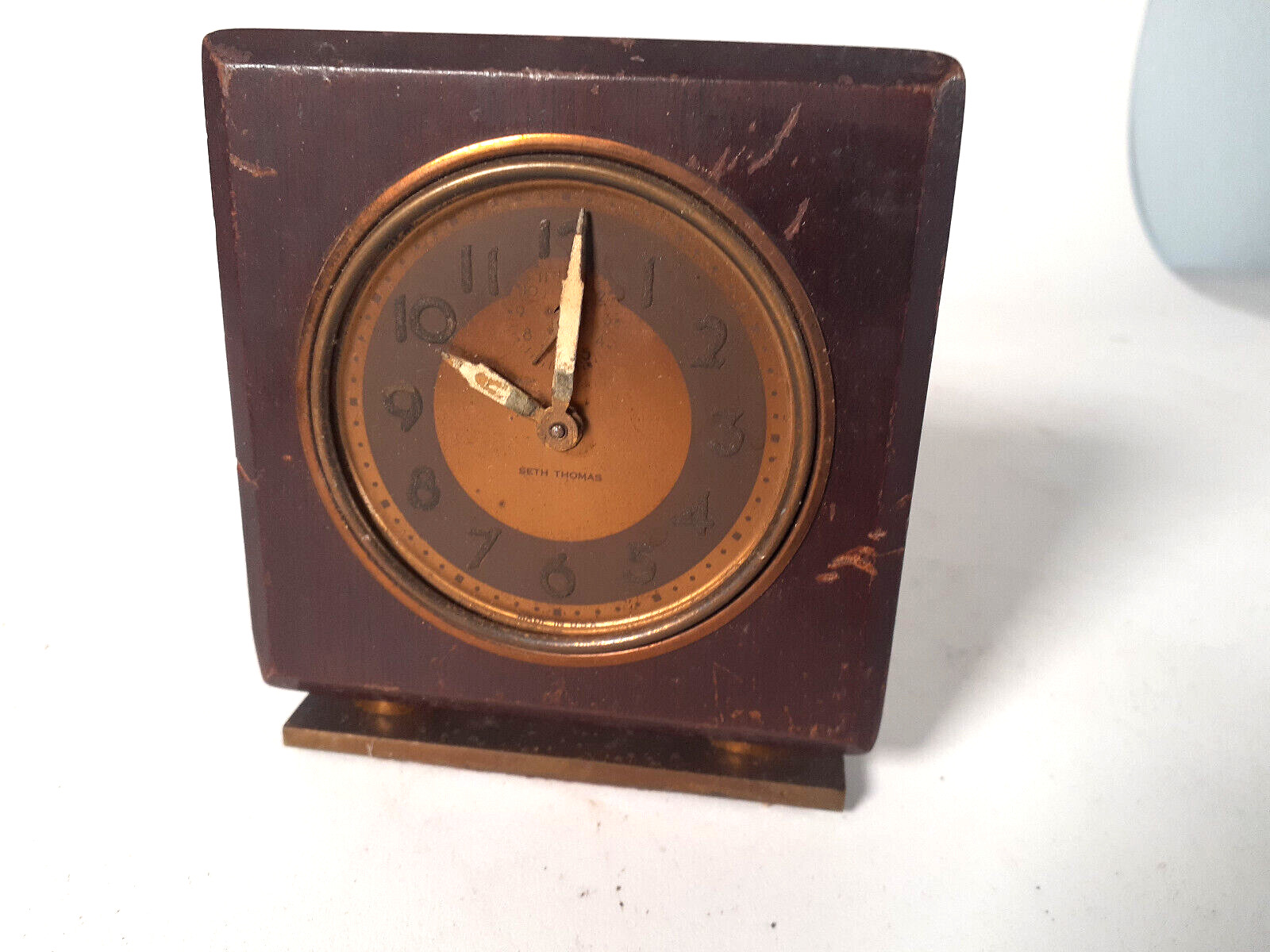 Vintage 1930s Seth Thomas Alarm Clock, Art Deco, Wood Case, Not Running, Aoo6