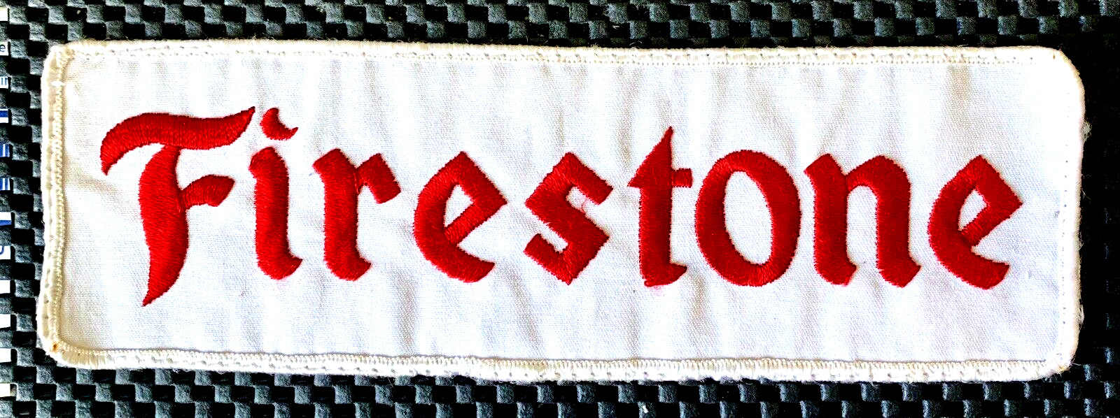 FIRESTONE LARGE EMBROIDERED SEW ON ONLY BACK PATCH AUTOMOBILE TIRES 9\