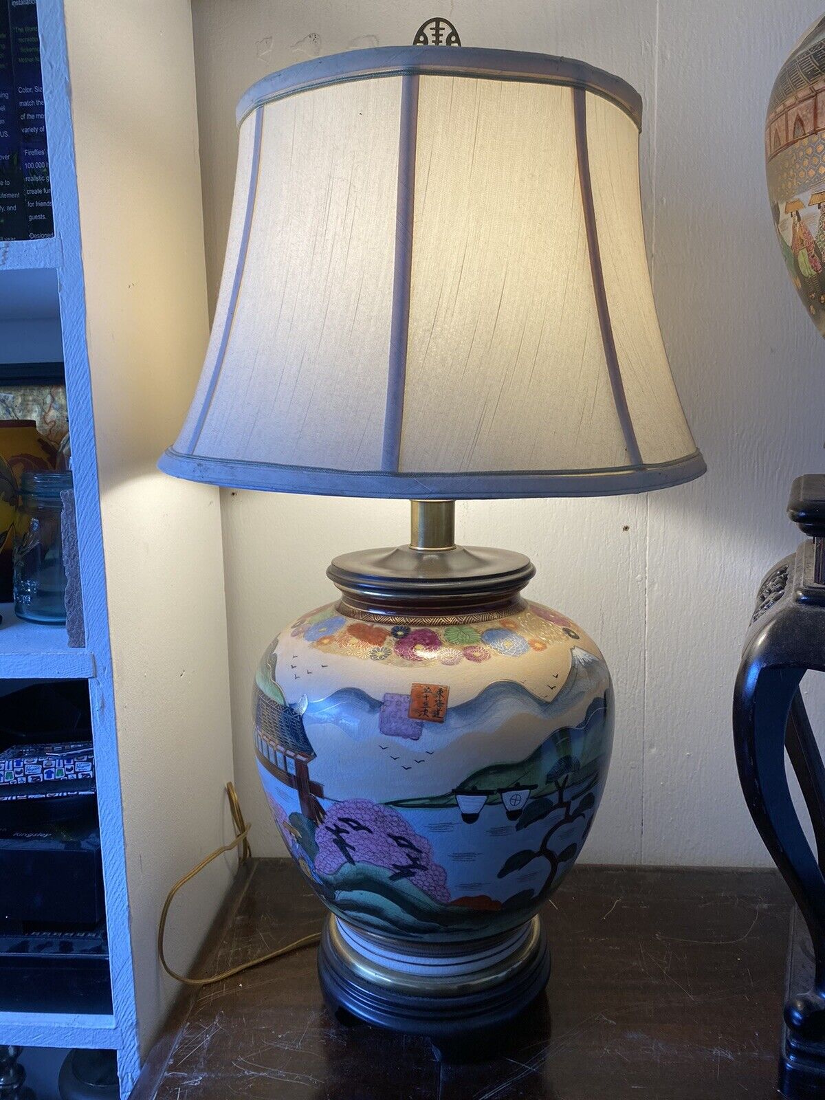 PAIR ULTRA RARE Frederick Cooper Satsuma Style Ginger Jar  Lamps