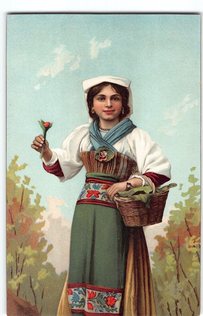 c1910 V.Fine Stengel Publ.~Woman Traditional Attire w Basket~Ethnic Postcard -N2