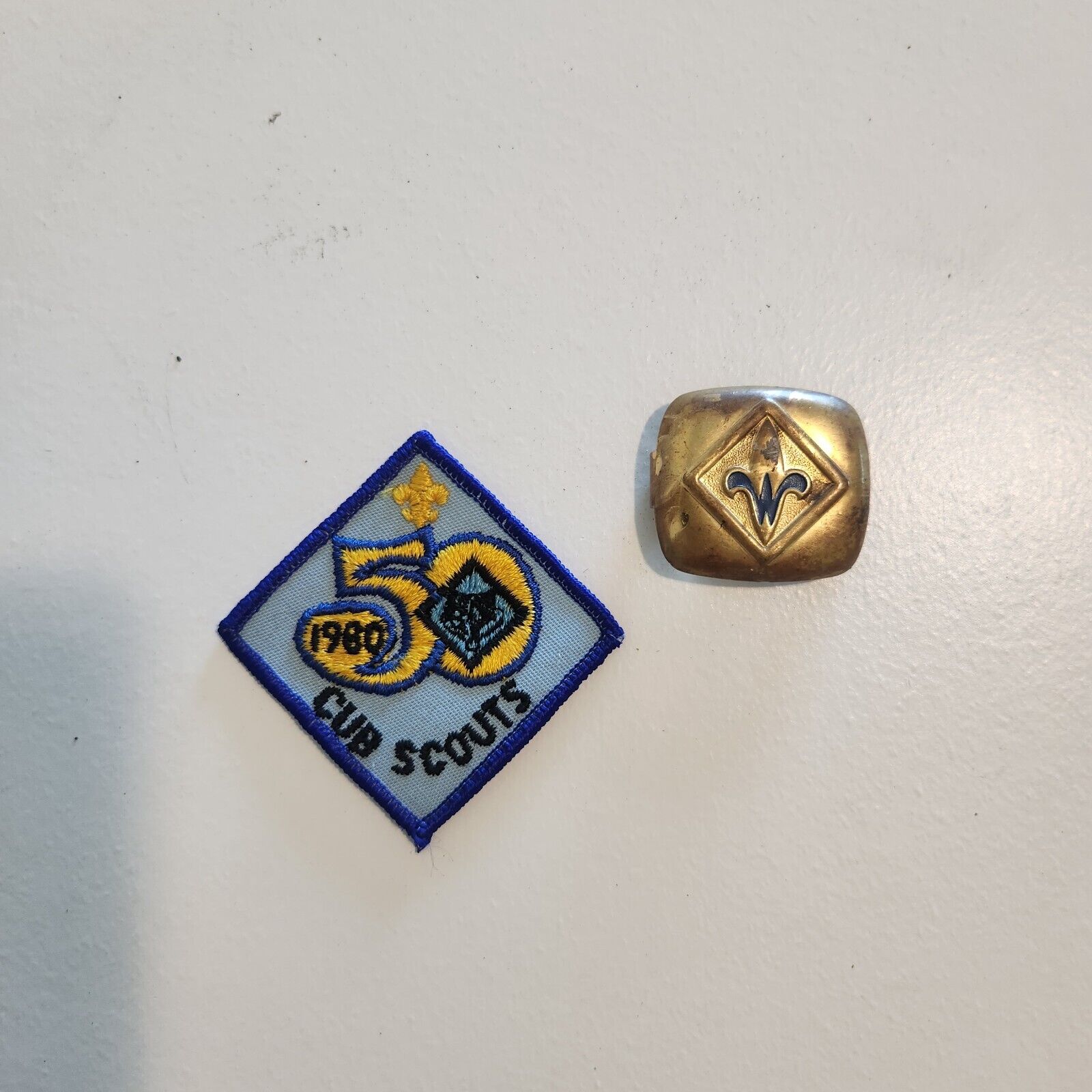 Vintage Cub Scouts 50th Anniversary Patch 1980 And An Old Neckerchief Slide