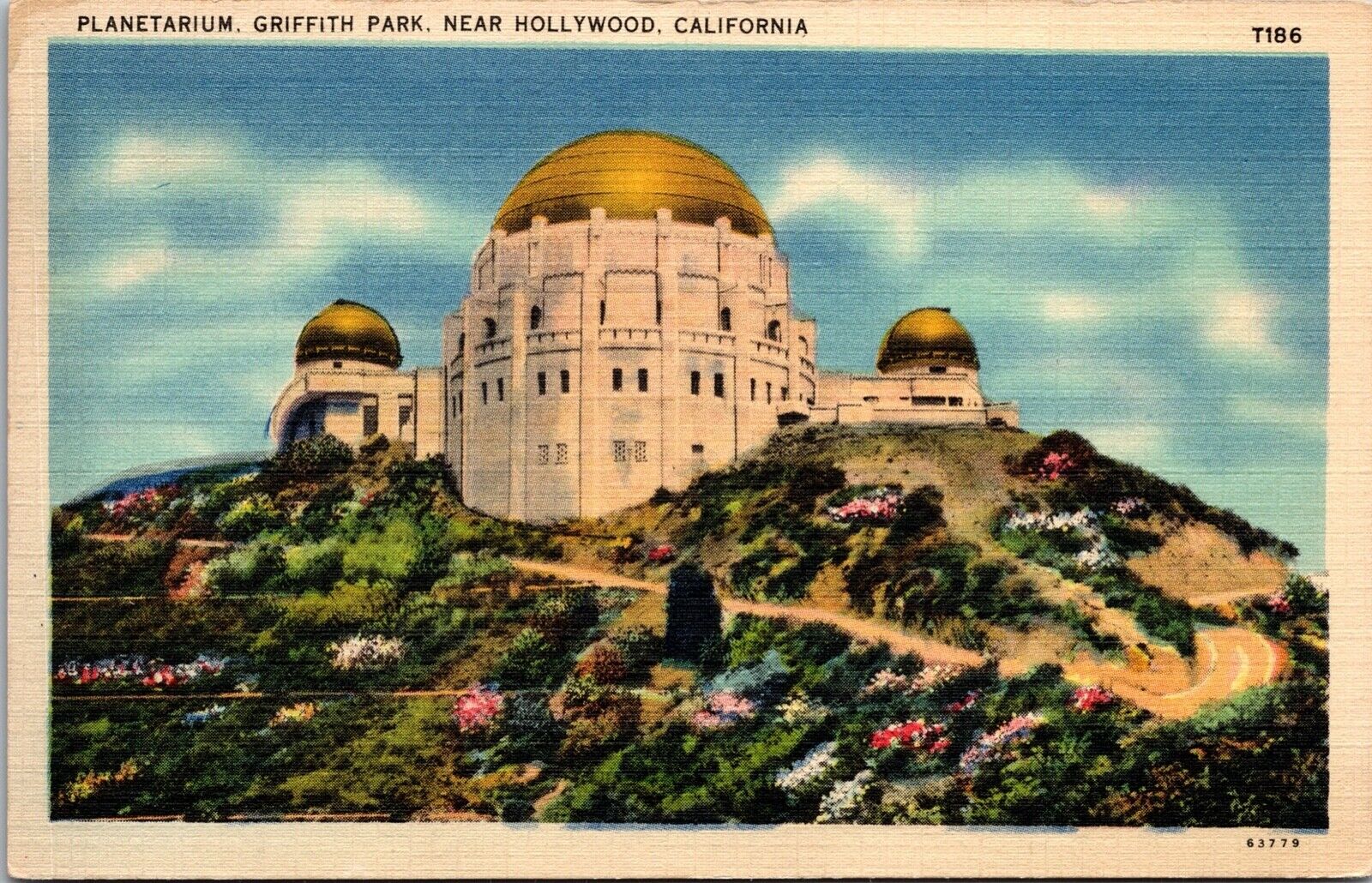 c.1938 Planetarium Griffith Park Hollywood Calif. Linen Postcard Posted 5V
