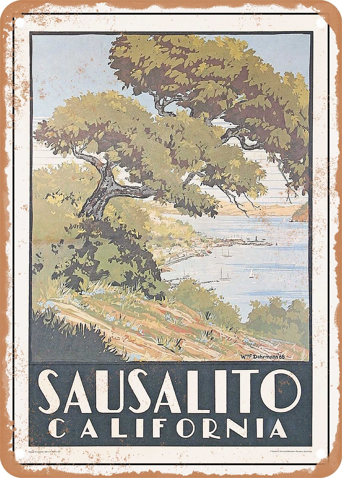 METAL SIGN - 1968 Sausalito California Vintage Ad