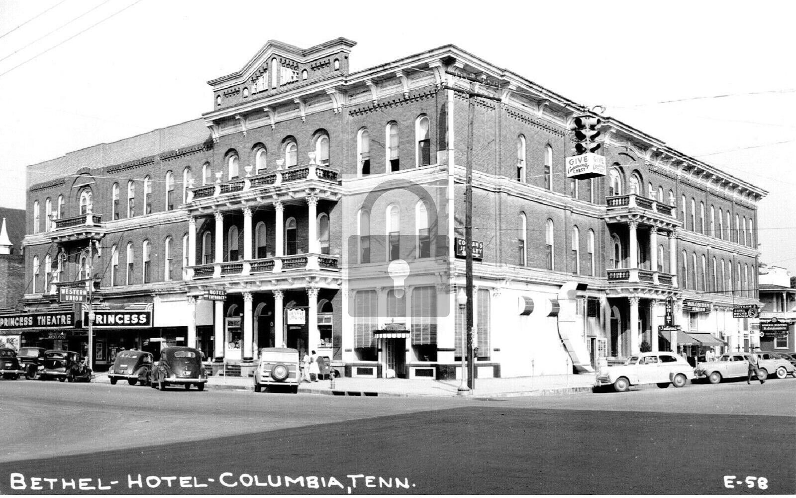 Bethel Hotel Princess Theatre Columbia Tennessee TN Reprint Postcard