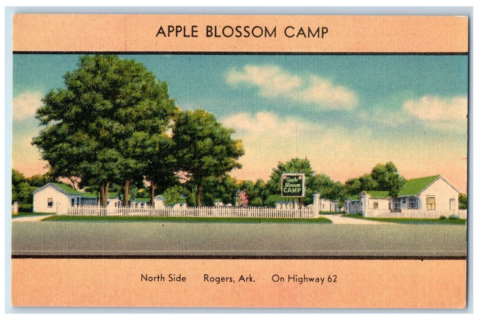 c1940\'s Apple Blossom Camp North Side Cottages Rogers Arkansas Vintage Postcard