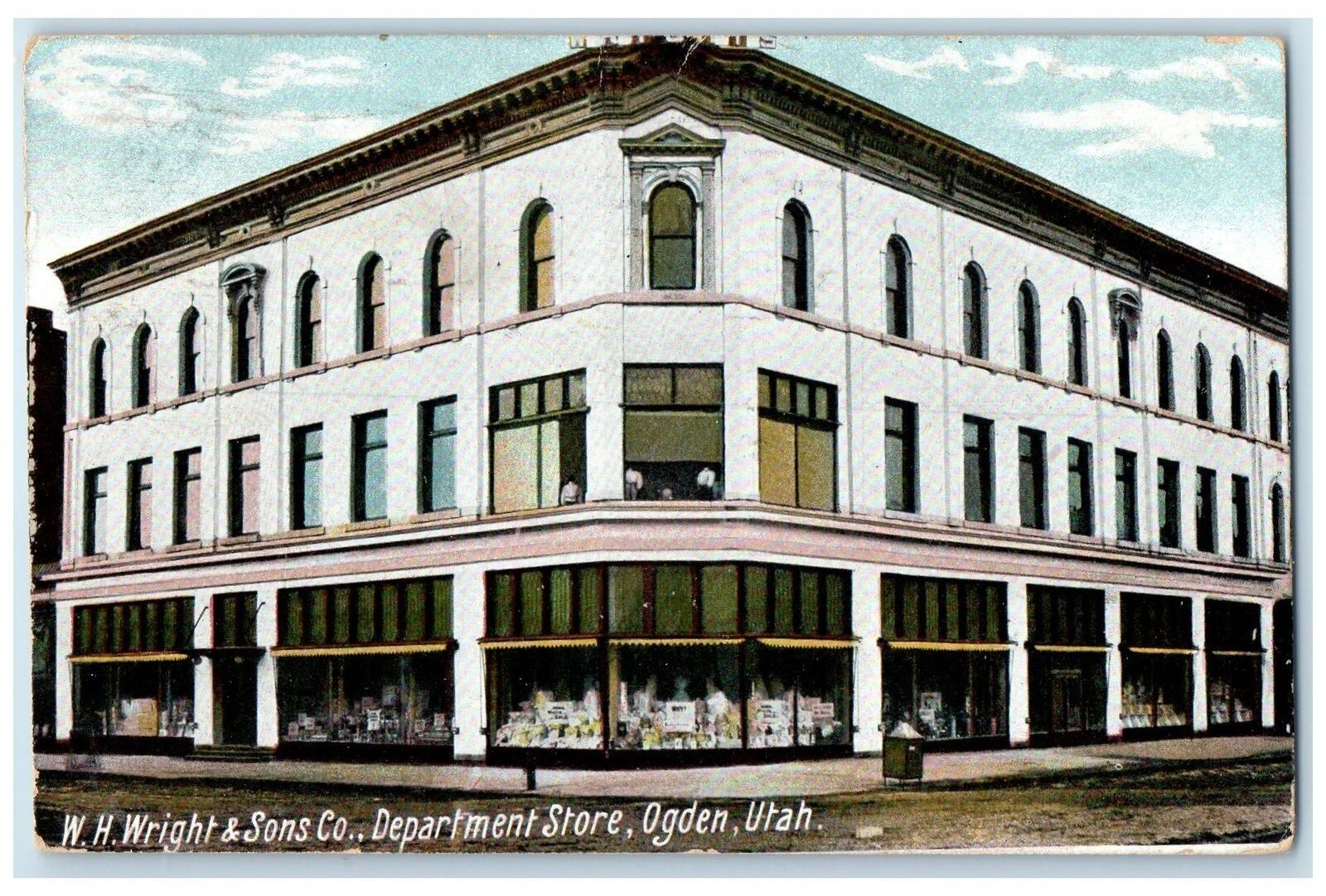 1914 WH Wright & Sons Co Department Store Building Dirt Road Ogden Utah Postcard