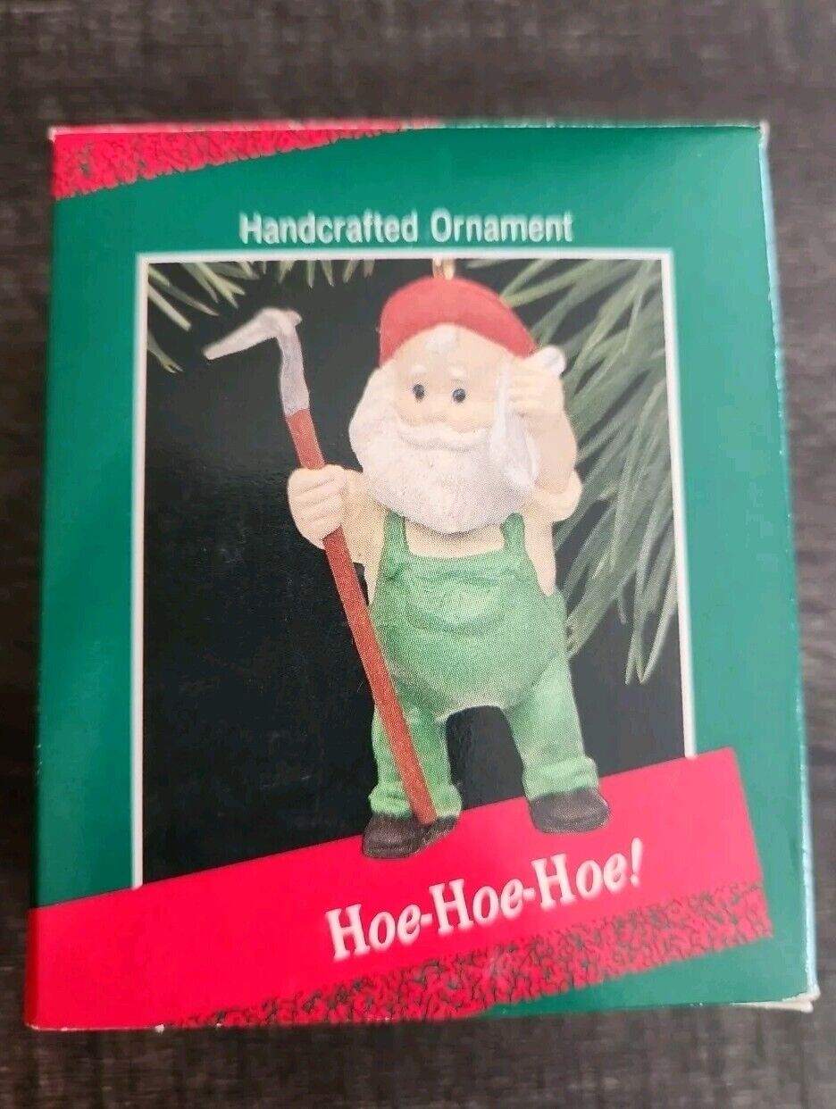 Hallmark Ornament Hoe Hoe Hoe Santa Claus Gardener VTG 1988 Christmas Keepsake