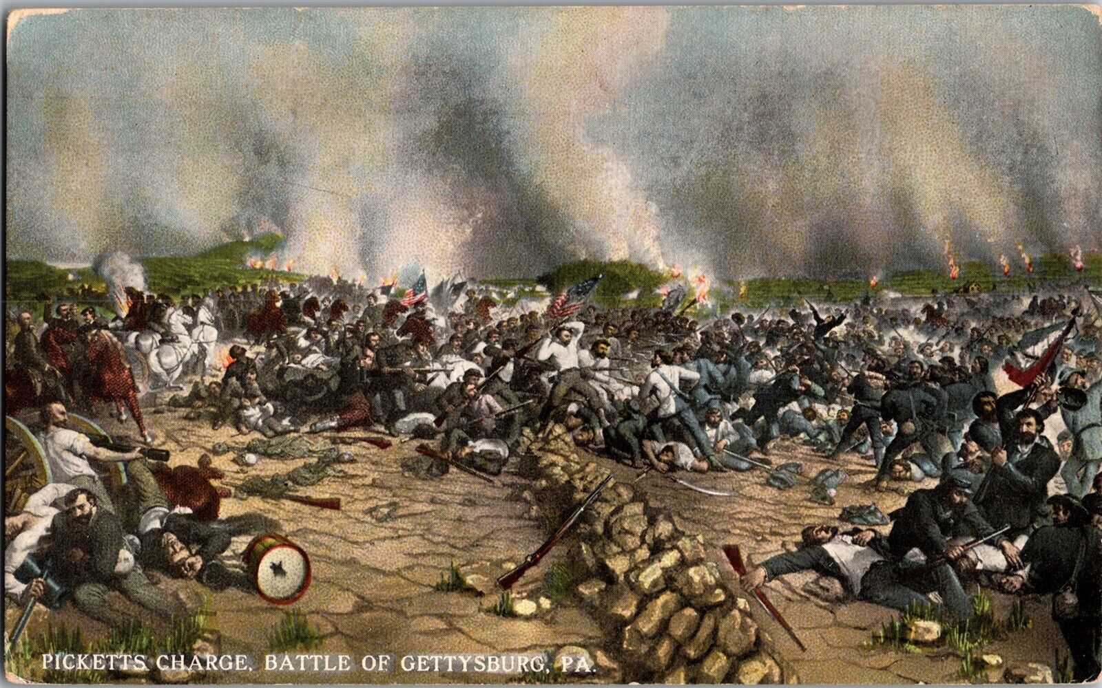 Pickett\'s Charge, Gettysburg PA Civil War Battle Vintage Postcard J63