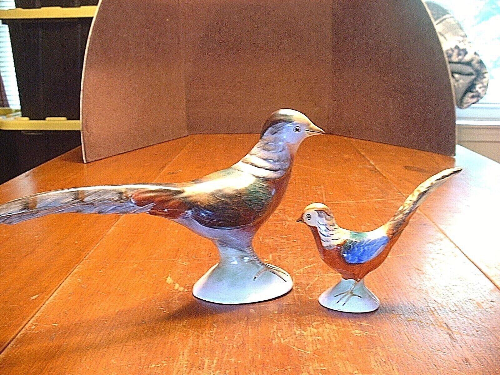 Exceptional Pair of Hand Painted Porcelain Pheasants Sgd. S&P 