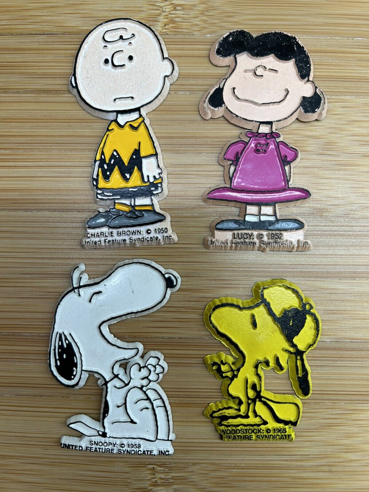 Vintage Peanuts Snoopy Charlie Brown Lucy Cartoon Rubber Fridge Magnet Lot 1