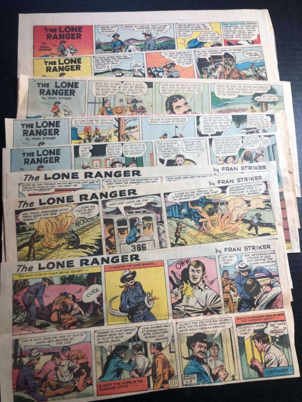 1940’s-50’s [Lot of 8] The Lone Ranger Chicago Tribune Sunday Comic Strips
