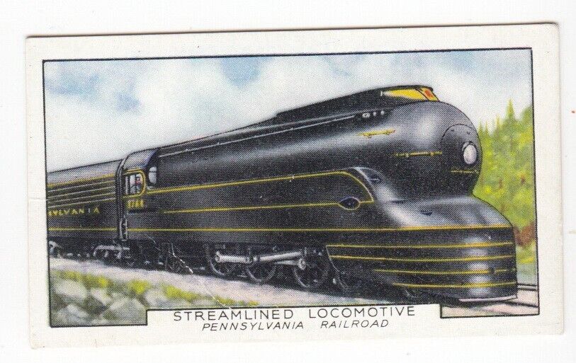 1937 Train Card Streamlined Locomotive Pennsylvania Railroad