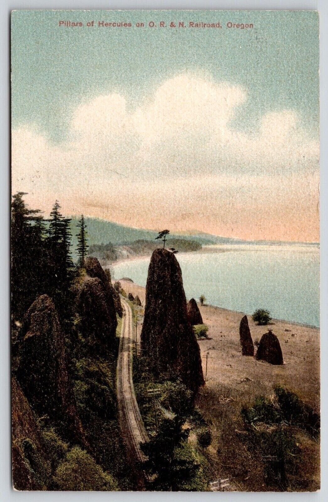 Postcard Pillars Hercules OR N Railroad Oregon Antique PM Albany OR WOB Note DB
