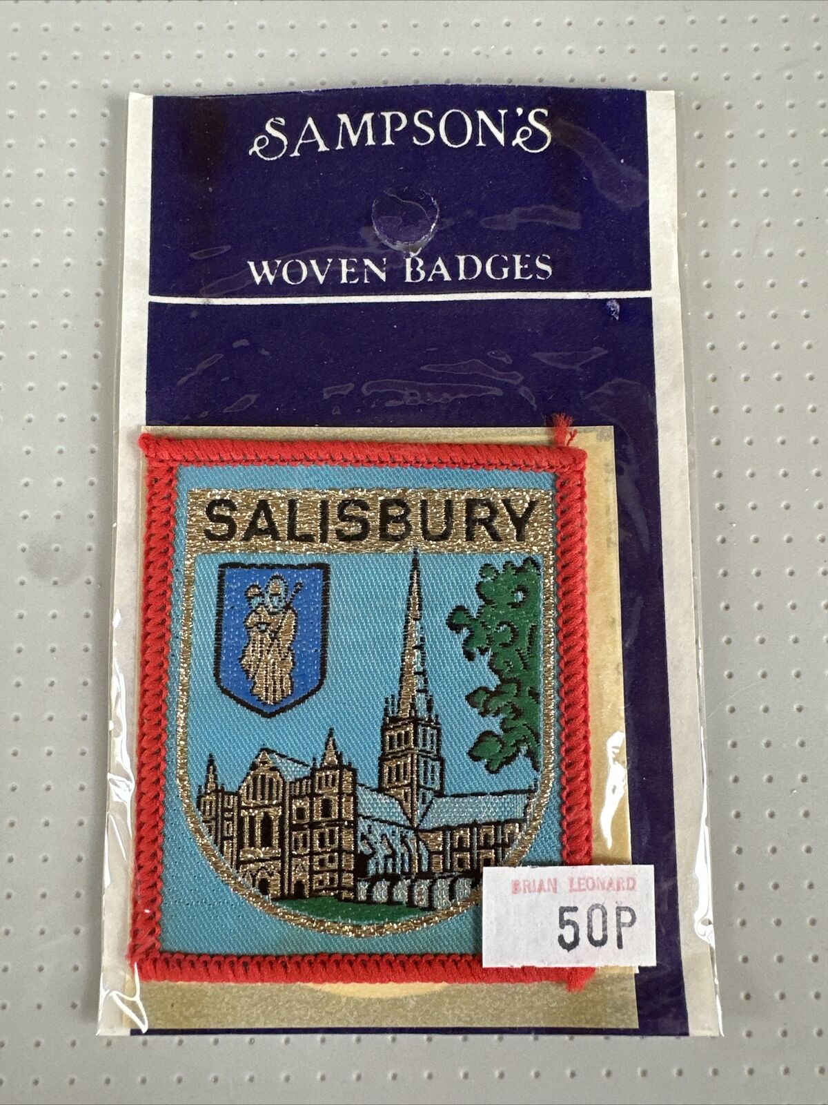1980s Vintage Sampson\'s Woven Badge , Crest Patch Salisbury  New