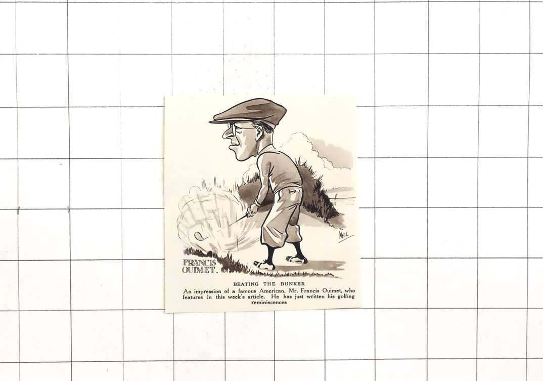 1933 Famous American Golfer Mr Francis Ouimet, Caricature