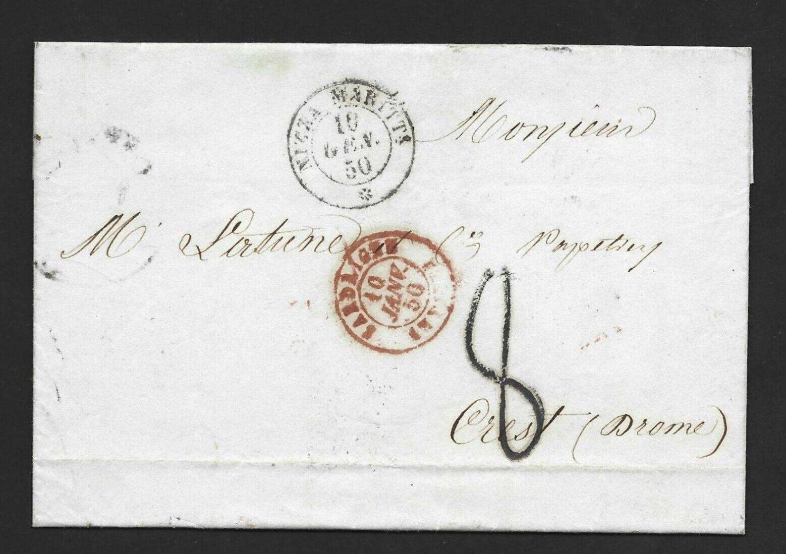 Letter from Nice - Sardinia - Cachet Nice Maritta 1850