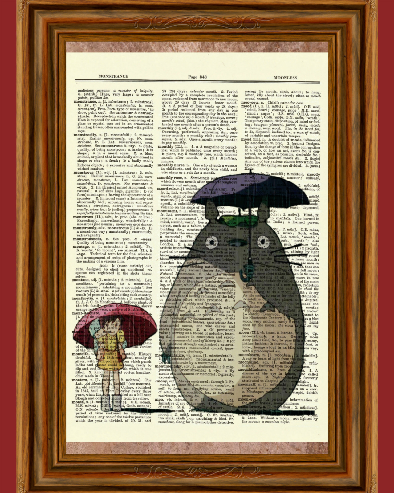  Ghibli Tribute Spirited Away Dictionary Art Print Howl's Kiki Ponyo Totoro Gift