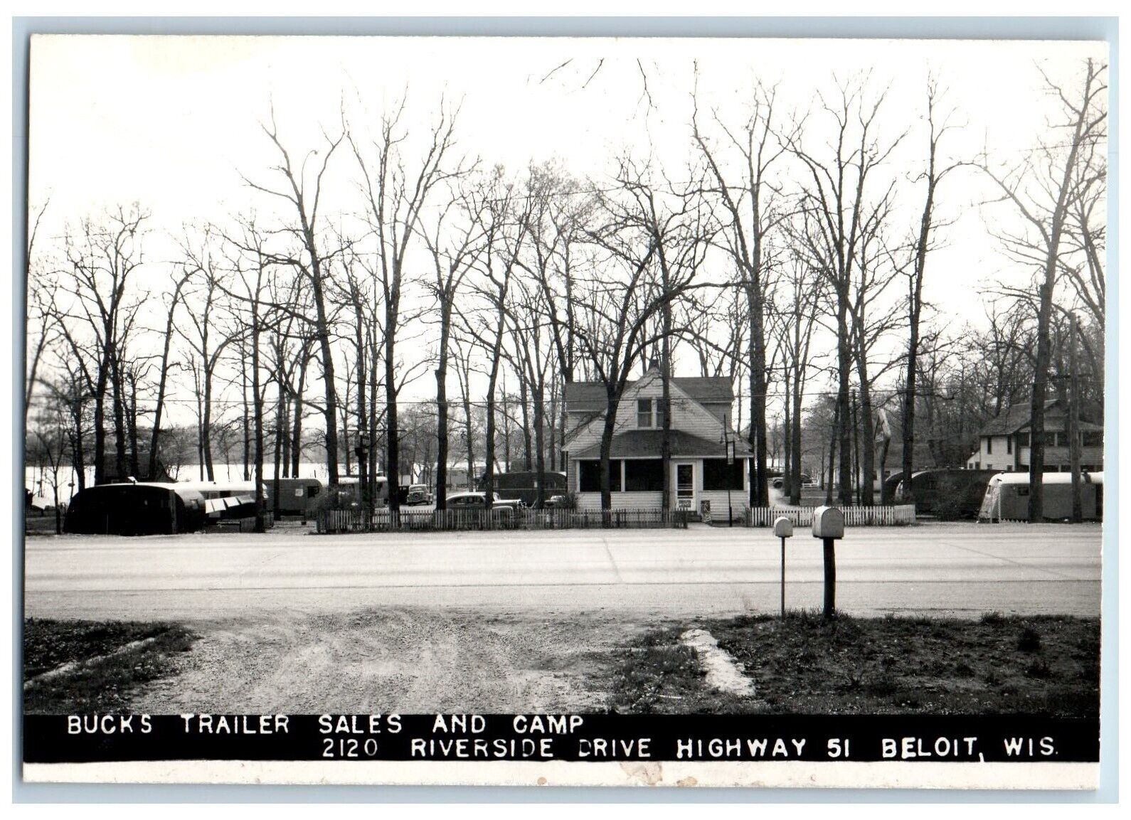 Beloit Wisconsin WI Postcard RPPC Photo Bucks Trailer Sales And Camp c1940\'s