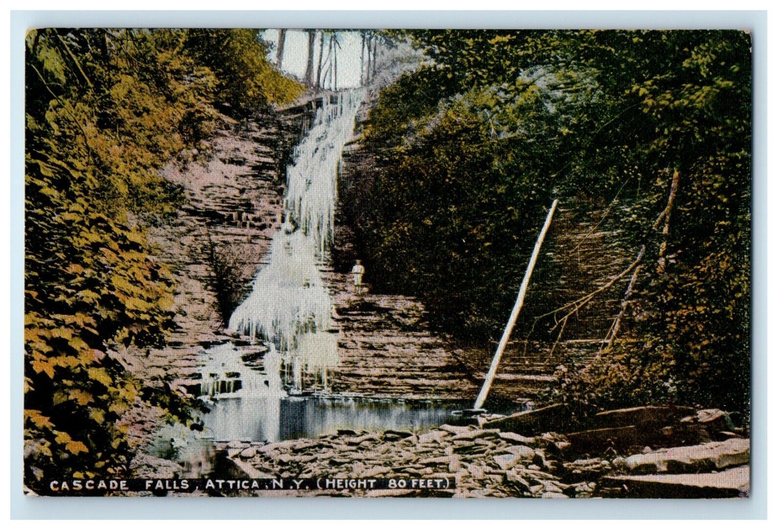 c1910\'s View Of Cascade Falls Waterfalls Attica New York NY Antique Postcard