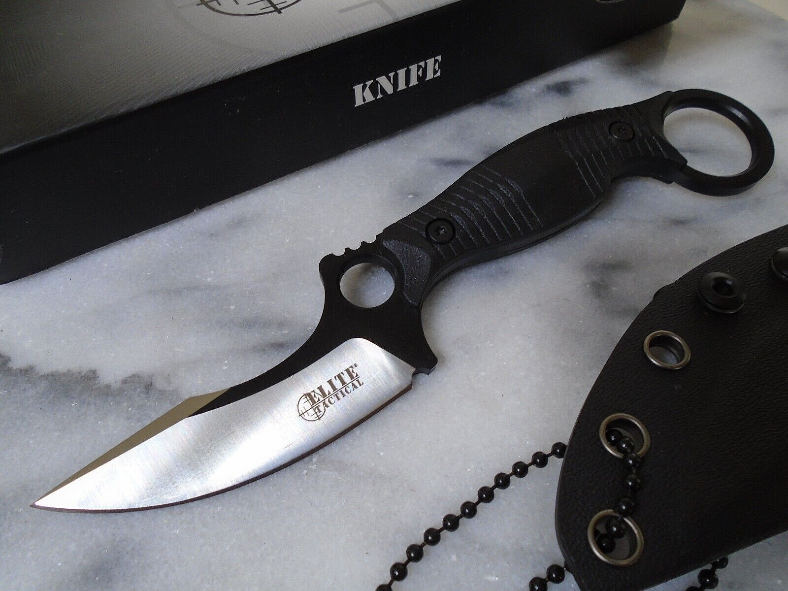 Elite Tactical Rout Karambit Neck Knife Full Tang 8Cr13MoV Kydex ET-FIX007BK New