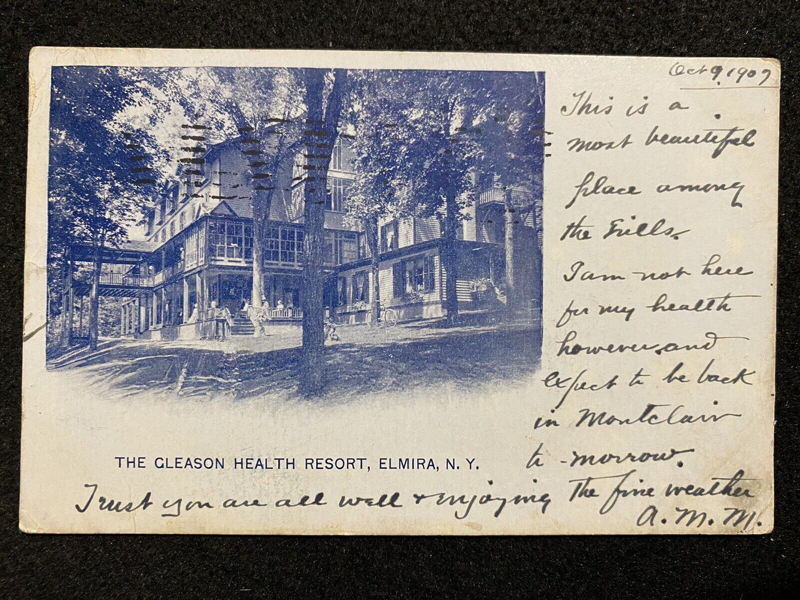 Elmira New York NY Gleason Health Resort 1907 Antique Photo Postcard