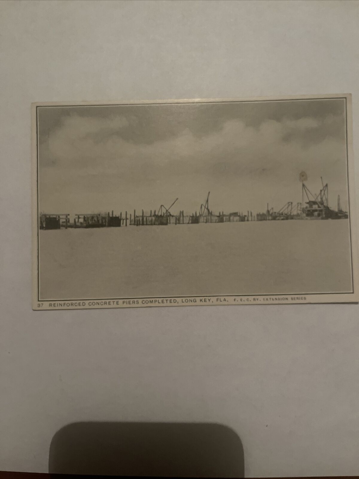 Florida East Coast Railway. Concrete Piers Completed  Long Key Postcard .antique