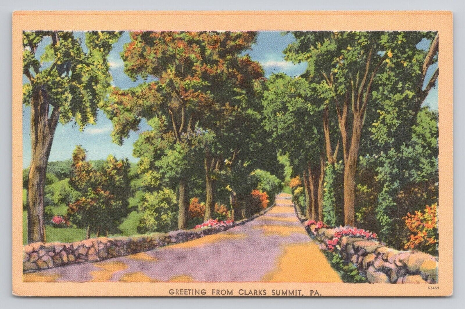 Greetings from Clarks Summit Pa Linen Postcard No 3765