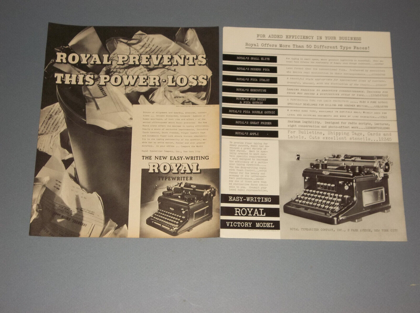 8 1935-1938 ROYAL TYPEWRITER ADS THE EASY WRITING TYPEWRITER
