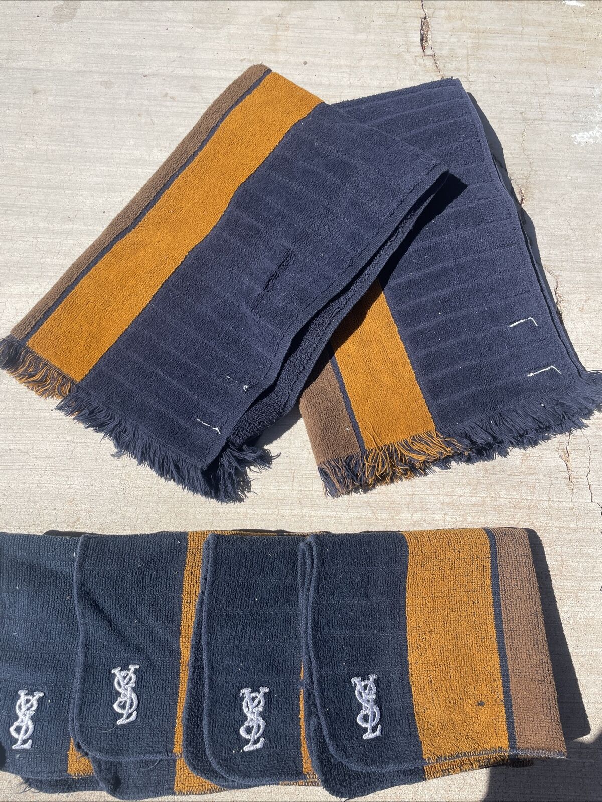 6 Vintage Yves Saint Laurent Fieldcrest Face Cloth Hand Towel Set Stripe YSL