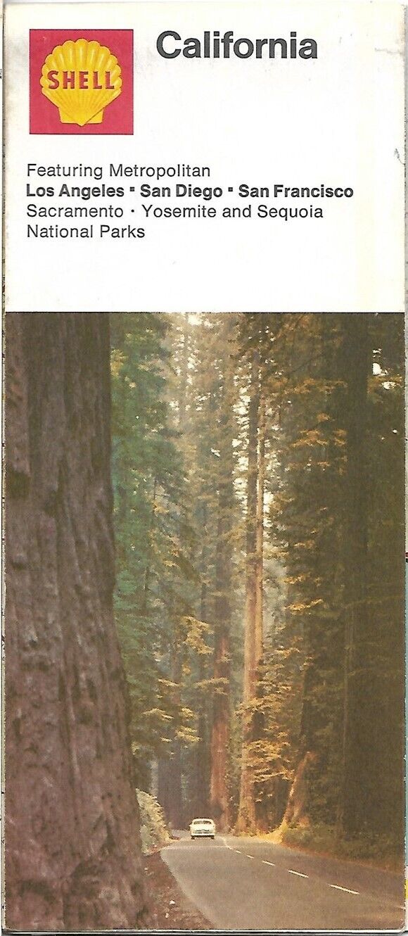 1971 SHELL OIL Redwood Highway Road Map CALIFORNIA Los Angeles San Francisco