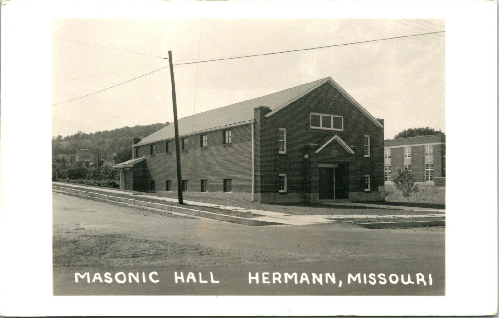 RPPC Hermann Missouri MO Masonic Hall Street View UNP Postcard