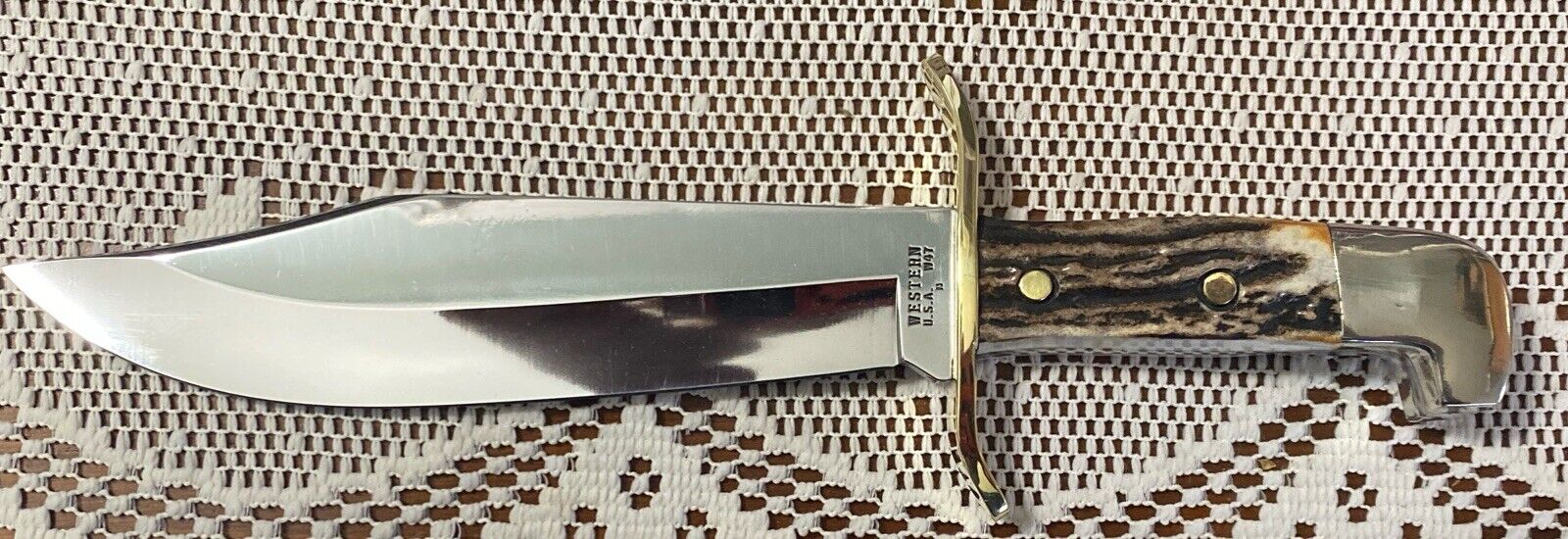 Rare Custom Western Knife W47 Bowie With Stag Handle Beautiful Knife See Desc