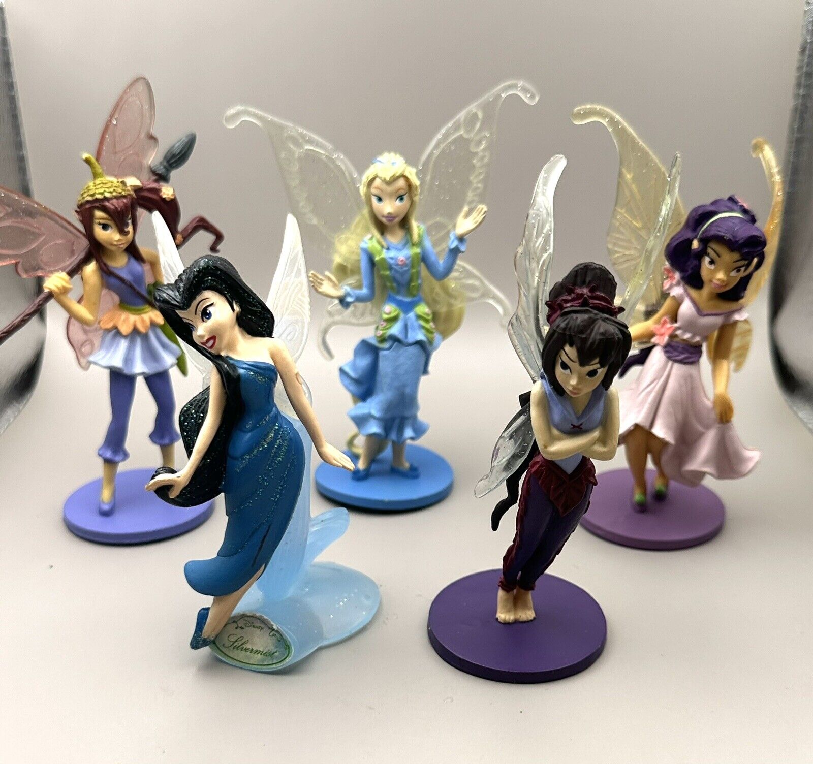 Disney Pixie Hollow Fairies Lot Of 5 On Stands