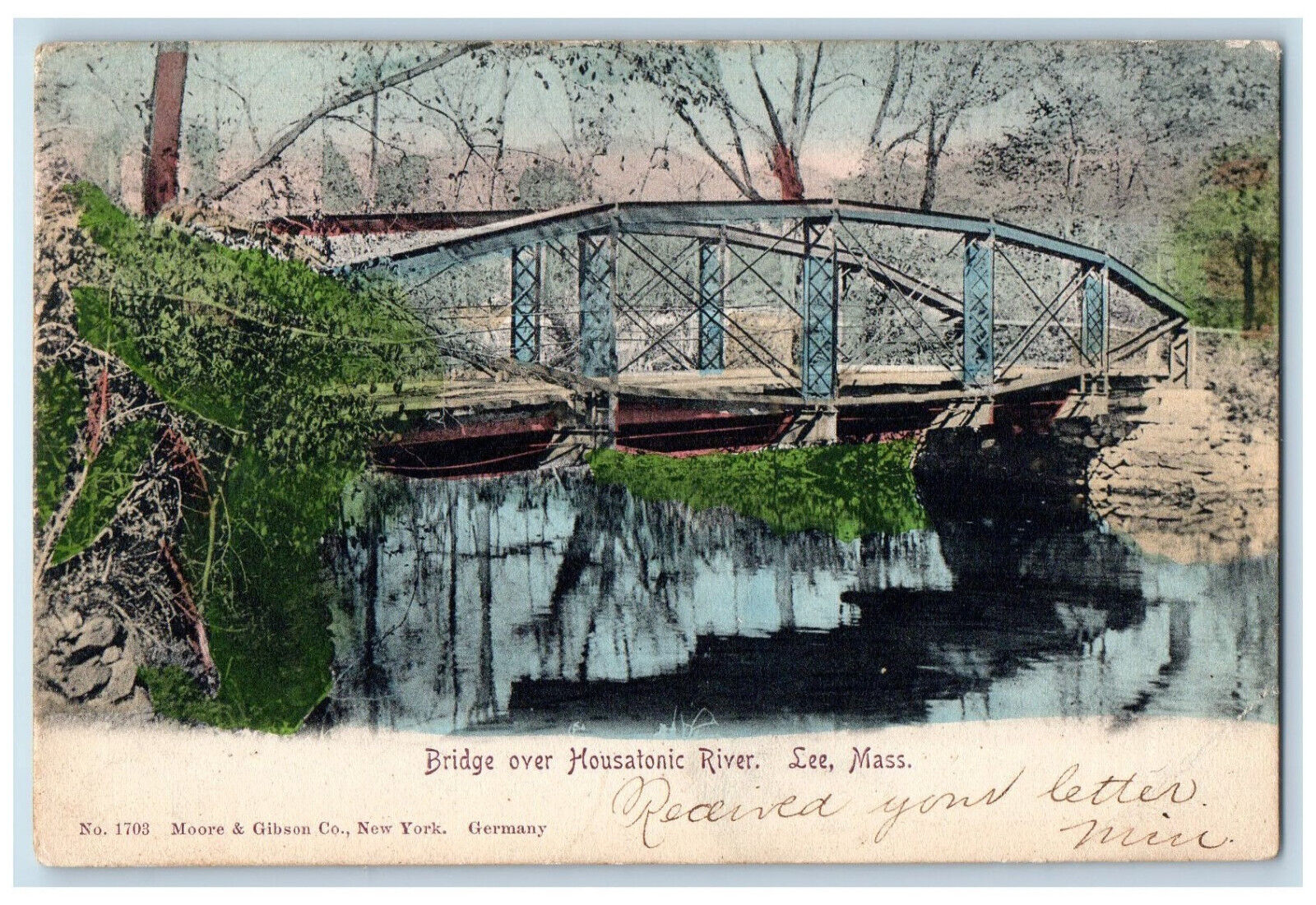 1906 View Of Bridge Over Housatonic Lee Massachusetts MA Antique Postcard