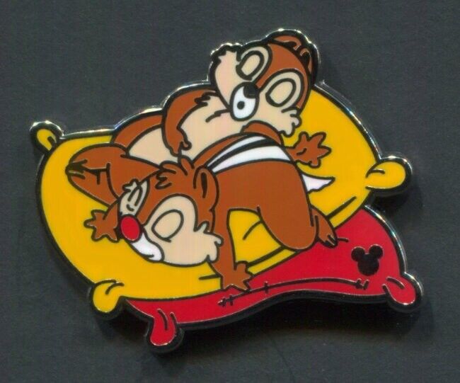 Disney Pins Chip Dale Hidden Mickey Characters Sleeping on Pillows Completer Pin