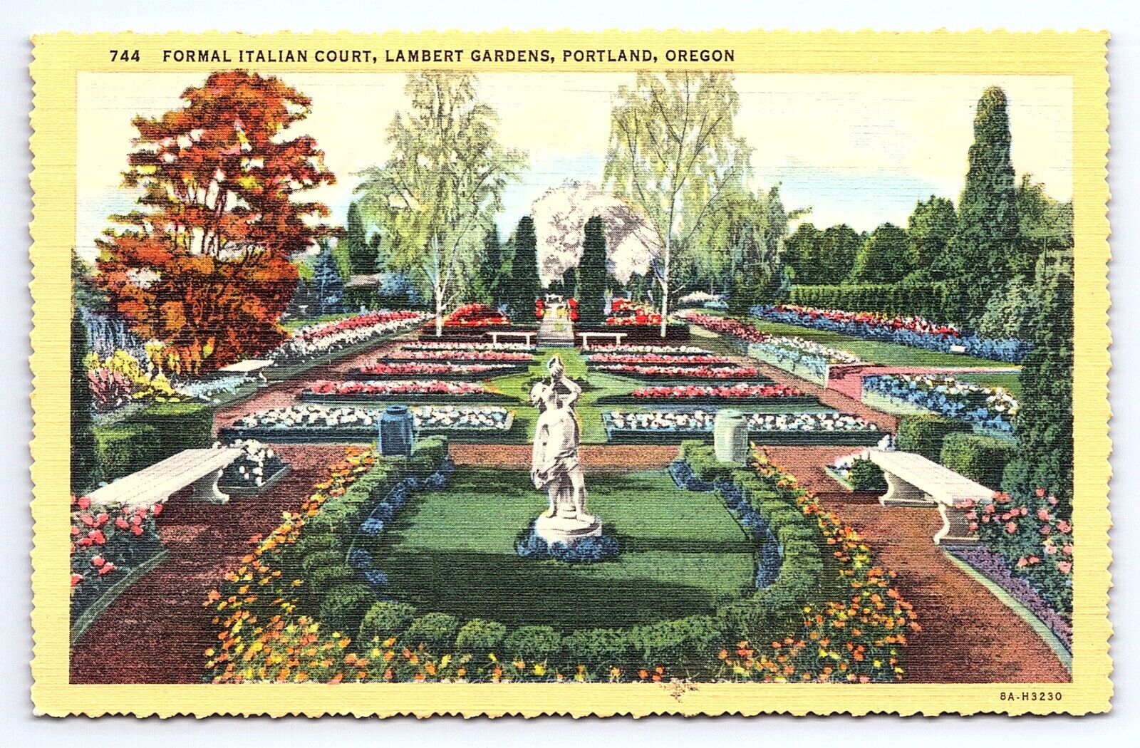 Postcard Formal Italian Court Lambert Gardens Portland Oregon OR