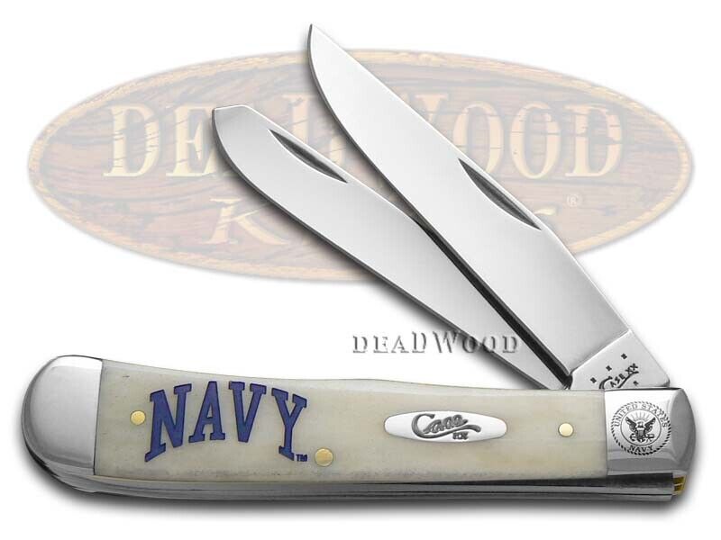 Case xx Knives U.S. Navy Logo Trapper Natural Bone Stainless Pocket Knife 22553