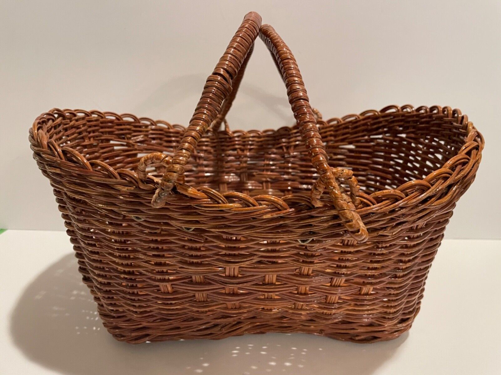 Small Wicker Gathering Basket Double Handled 12\