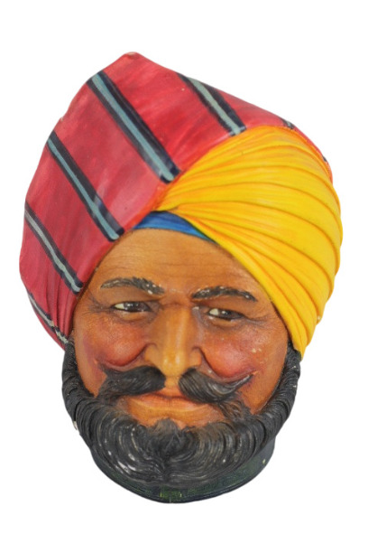 Vintage Legend Products Indian Prince Turban Chalkware Head Wall Art England