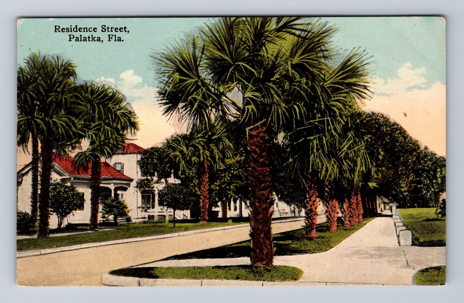 Palatka FL-Florida, Scenic View Residential District, Antique Vintage Postcard