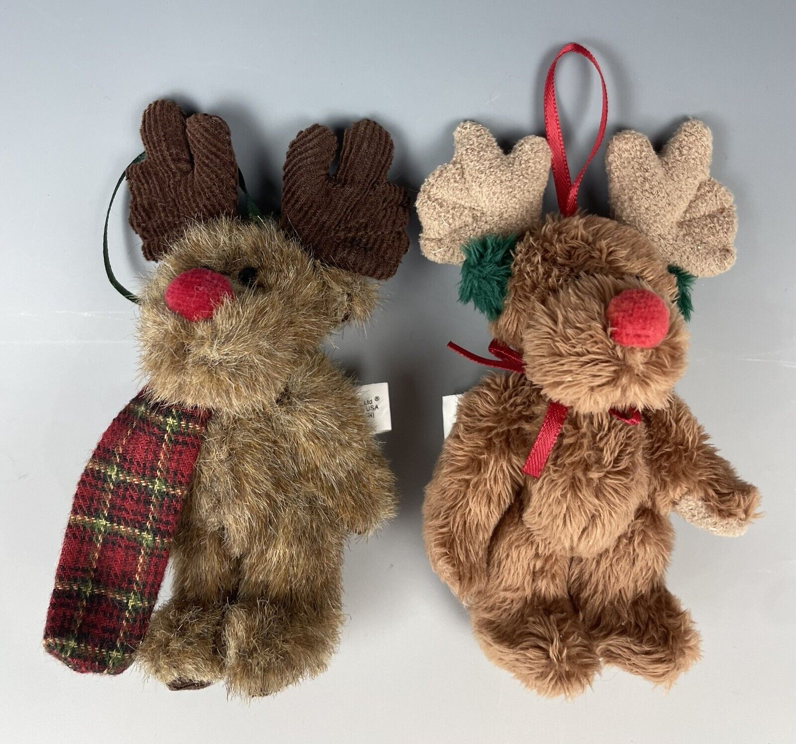 Boyds Bears Plush Moose Christmas Ornaments 5” Set of 2